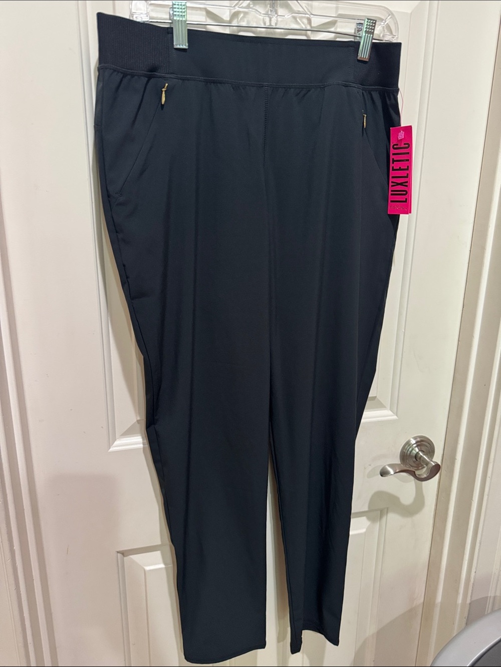 Lilly Pulitzer Black Athletic Pants with Gold Accent